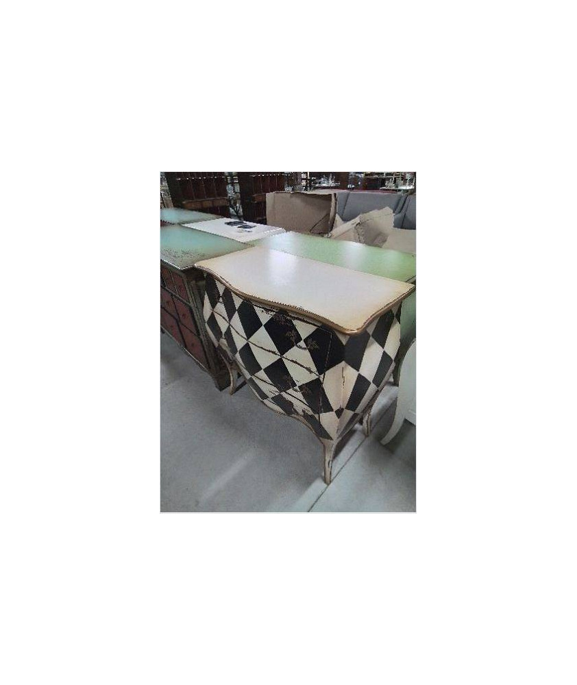 COMMODE GALBÉE  STYLE RÉGENCE ACAJOU LAQUE    ARLEQUIN 3 TIROIRS PLATEAU MDF B 002
